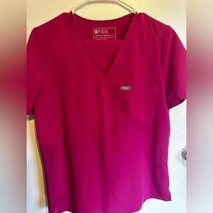 FIGS scrub top. Size= small color= raspberry sorbet- discontinued color